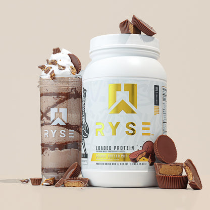 RYSE Loaded Protein Powder - Jet-Puffed Marshmallow - 25g Whey Protein Isolate & Concentrate with Prebiotic Fiber & MCTs - Low Carb, Low Sugar, Digestive-Friendly - 27 Servings / 2 lb Tub