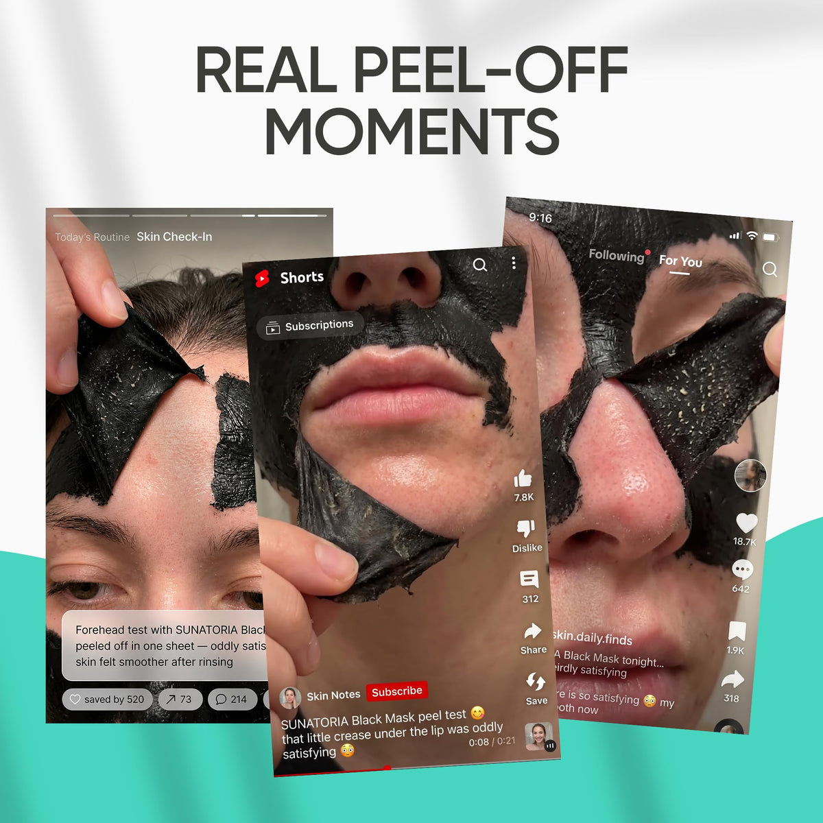 SUNATORIA Original Black Peel Off Face Mask - Charcoal Pore Mask - Helps Remove Excess Oil & Lift Away Surface Impurities – Botanical Extracts & Vitamins A, E, B5-2.04 fl oz SUNATORIA