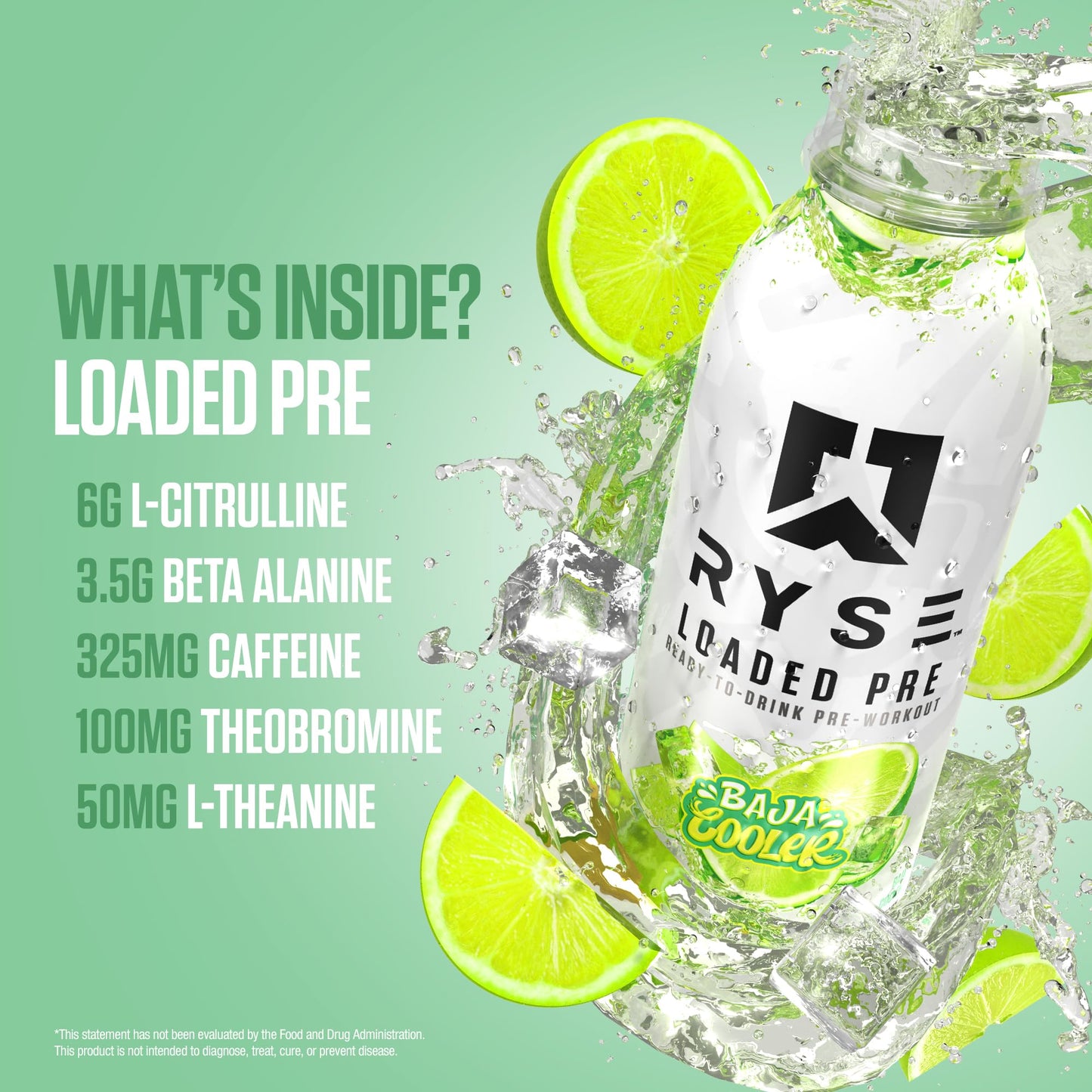 RYSE Loaded Pre Workout Drink - Ring Pop Cherry - Sugar-Free, Ready to Drink Energy Supplement with 325mg Caffeine, Citrulline & Beta Alanine for Focus & Pump - 12 fl oz Bottles (Pack of 12)