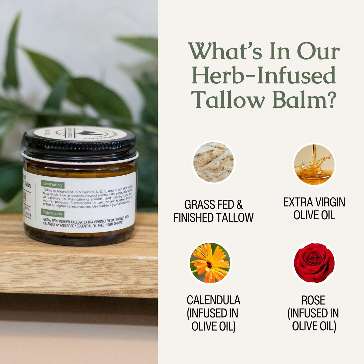 Hearth & Homestead Whipped Beef Tallow for Skin & Face, Unscented, 1.3oz Hearth and Homestead