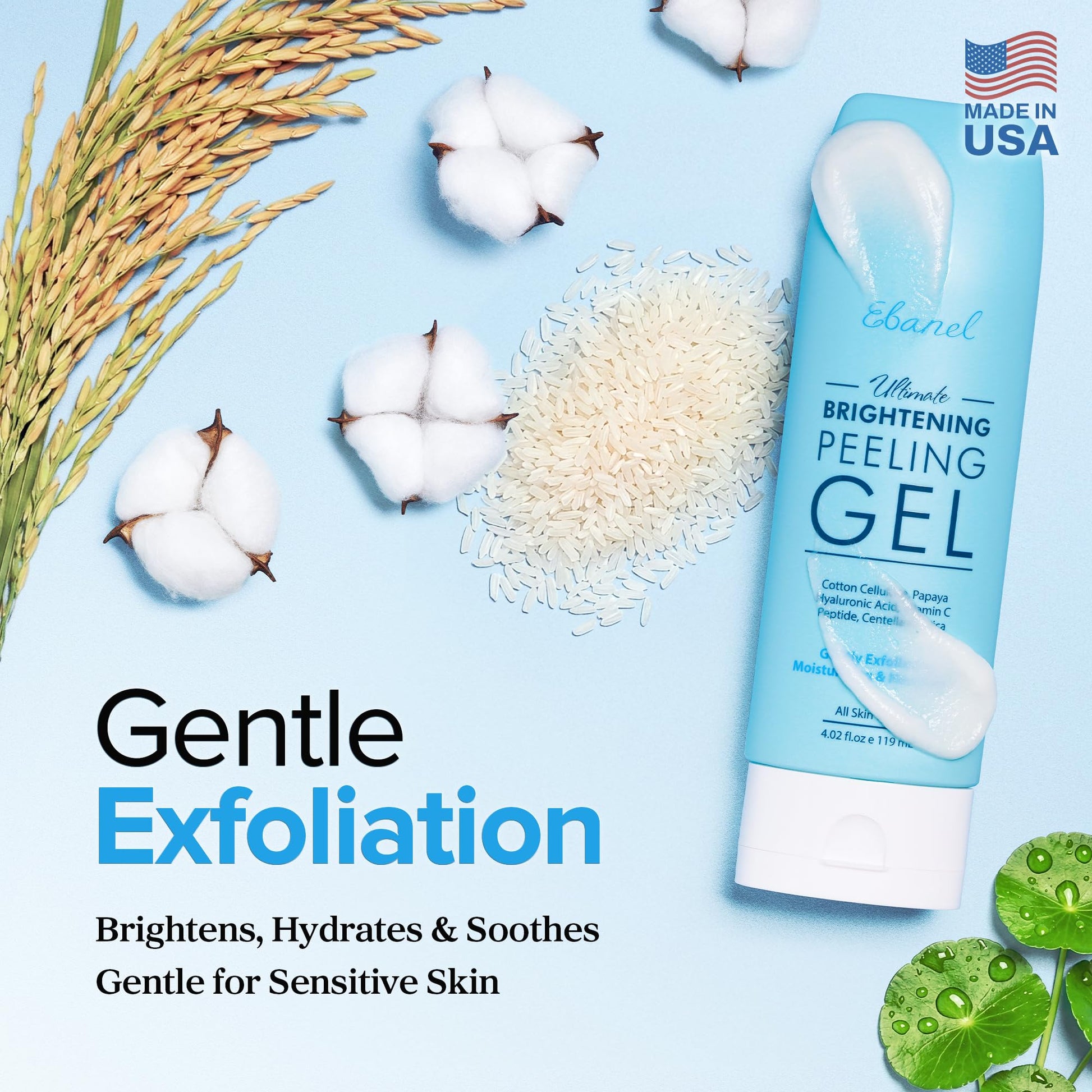 Ebanel Brightening Peeling Gel with Cotton Cellulose, Rice, Papaya, Centella, Hyaluronic Acid for Face and Body, Gentle Exfoliating Face Scrub Gel Peel Wash, Deep Pore Cleanser Minimizer Exfoliator Ebanel buy australia supplements