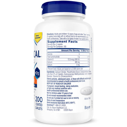 Citracal Petites, 400 mg Calcium Citrate, Easily Absorbed and Highly Soluble with 12.5 mcg CITRACAL