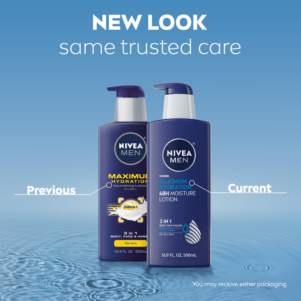 NIVEA MEN Maximum Hydration Lotion, 48-Hour Body Moisturizer, 16.9 FL OZ NIVEA MEN