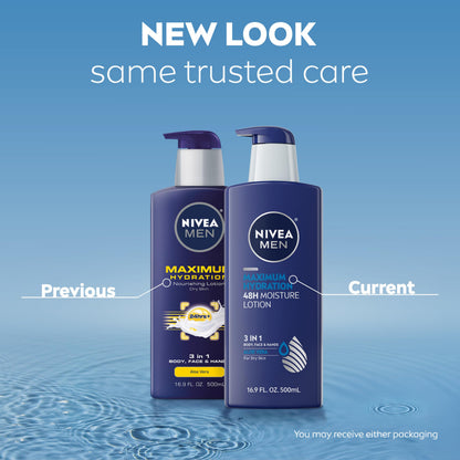 NIVEA MEN Maximum Hydration Lotion, 48-Hour Body Moisturizer, 16.9 FL OZ NIVEA MEN