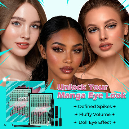 AMZGIRL Manga Lash Clusters Kit with Spikes, Anime Lash Clusters (Flutter) AMZGIRL LASH