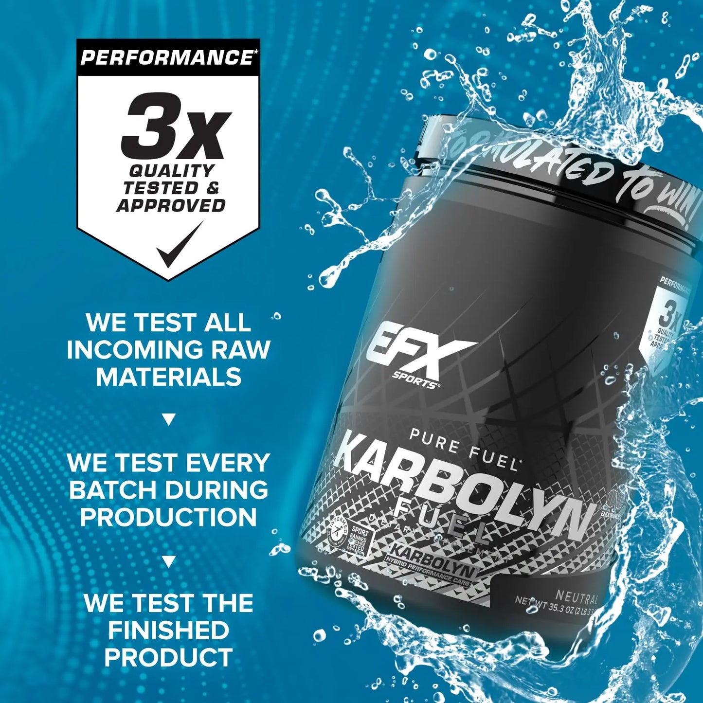 EFX Sports Karbolyn Fuel | Fast-Absorbing Carbohydrate Powder | Carb Load, Sustained Energy, Quick Recovery | Stimulant Free | 20 Servings (Neutral) EFX Sports