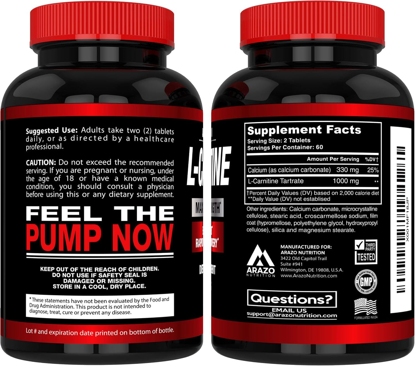 Super Strength L-Carnitine 1000mg Servings Plus Calcium for Boosted Metabolism and Improved Muscle Gain - Arazo Nutrition Gsupps Australia