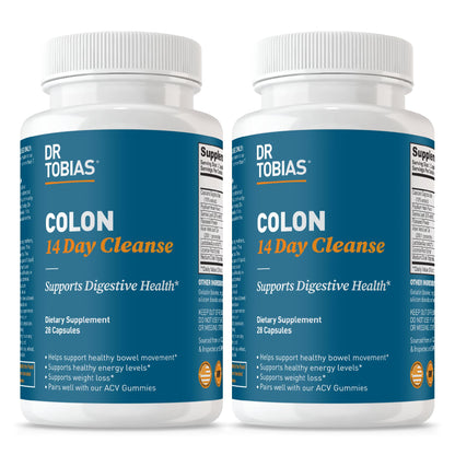Dr. Tobias Colon Cleanse - Constipation Relief & Gut Health Support for Women & Men | 14 Day Colon Cleanser for a Gentle Colon Detox & Gut Flush - 28 Capsules (1-2 Daily)