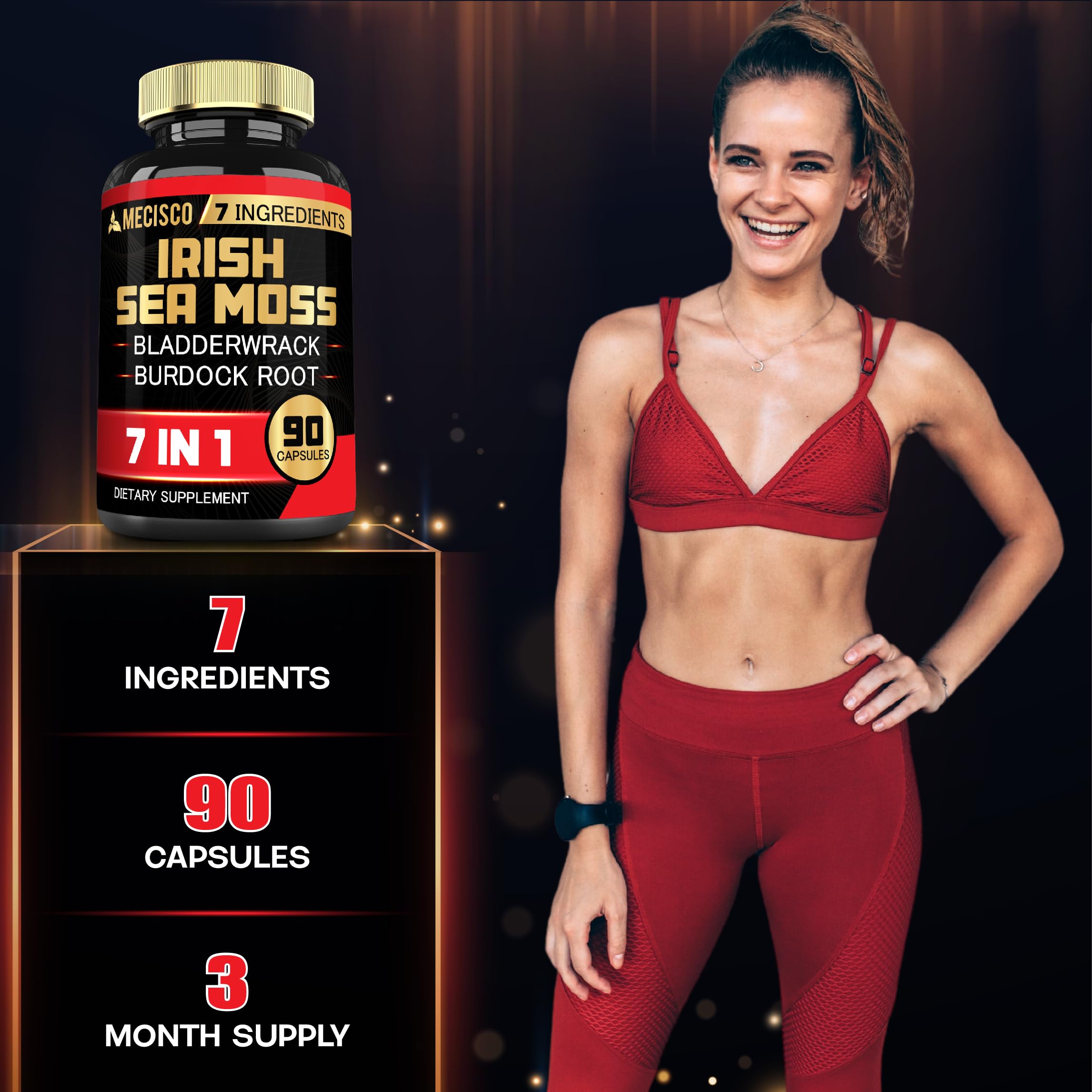 7in1 Irish Sea Moss Capsules 6750 Mg with Organic Bladderwrack & Burdock Root, Turmeric, Apple Cider Vinegar - Raw Seamos Pills for Hair, Skin, Thyroid Healths - 90 Caps for 3-Month Supply Mecisco buy australia supplements