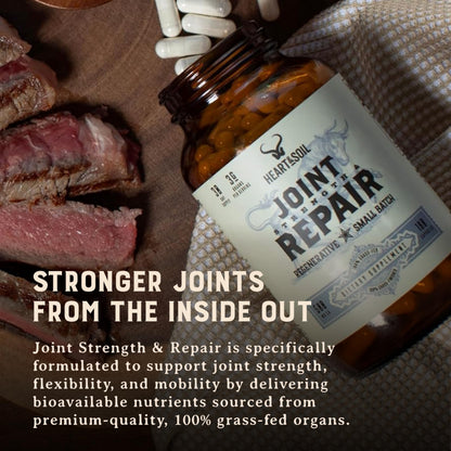 Heart & Soil – 100% Grass Fed & Finished Hair Skin and Nails Supplement from Regenerative Cattle with Cartilage, Liver, & Bone Marrow – 3000mg Beef Organs for Women & Men – Glass Bottle – 180 Capsules
