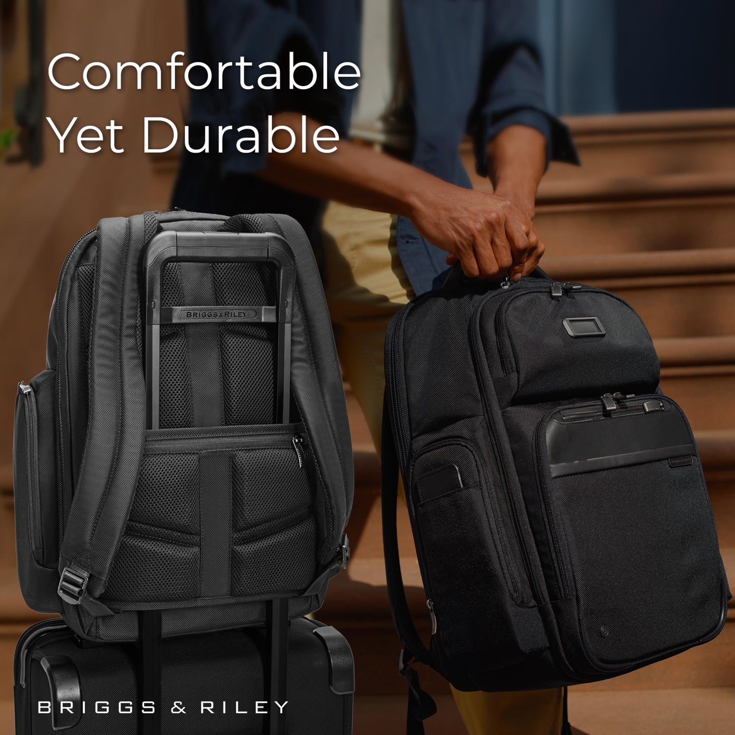 Briggs & Riley Medium Cargo Backpack for Women & Men - Laptop Backpack, For Work & Travel, Lightweight & Durable, Padded Straps, Fits up to 15" Laptop - @work Collection, Black Gsupps Australia