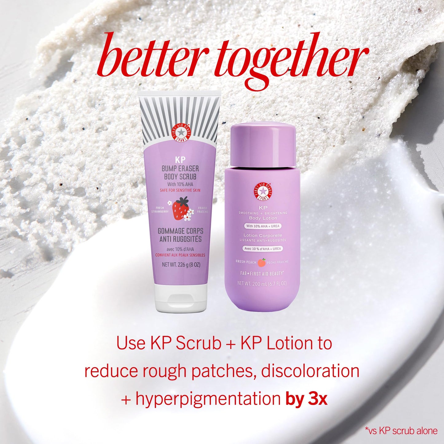 First Aid Beauty - KP Bump Eraser Body Scrub with 10% AHA, Keratosis Pilaris Exfoliator with Glycolic and Lactic acids, Helps Reduce Chicken Skin Bumps First Aid Beauty
