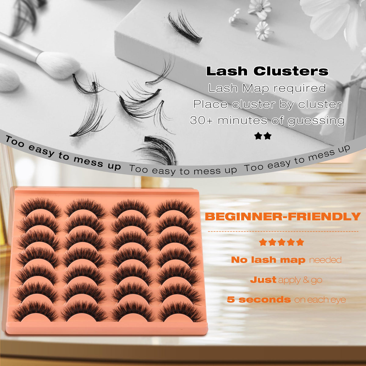Short Lashes Natural Look False Eyelashes Thick Volume Faux Mink Lashes Pack Wispy Strip Fake Eyelashes Cat Eye Lashes that Look Like Extensions 14 Pairs ALICROWN HAIR