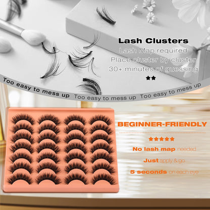 Short Lashes Natural Look False Eyelashes Thick Volume Faux Mink Lashes Pack Wispy Strip Fake Eyelashes Cat Eye Lashes that Look Like Extensions 14 Pairs ALICROWN HAIR