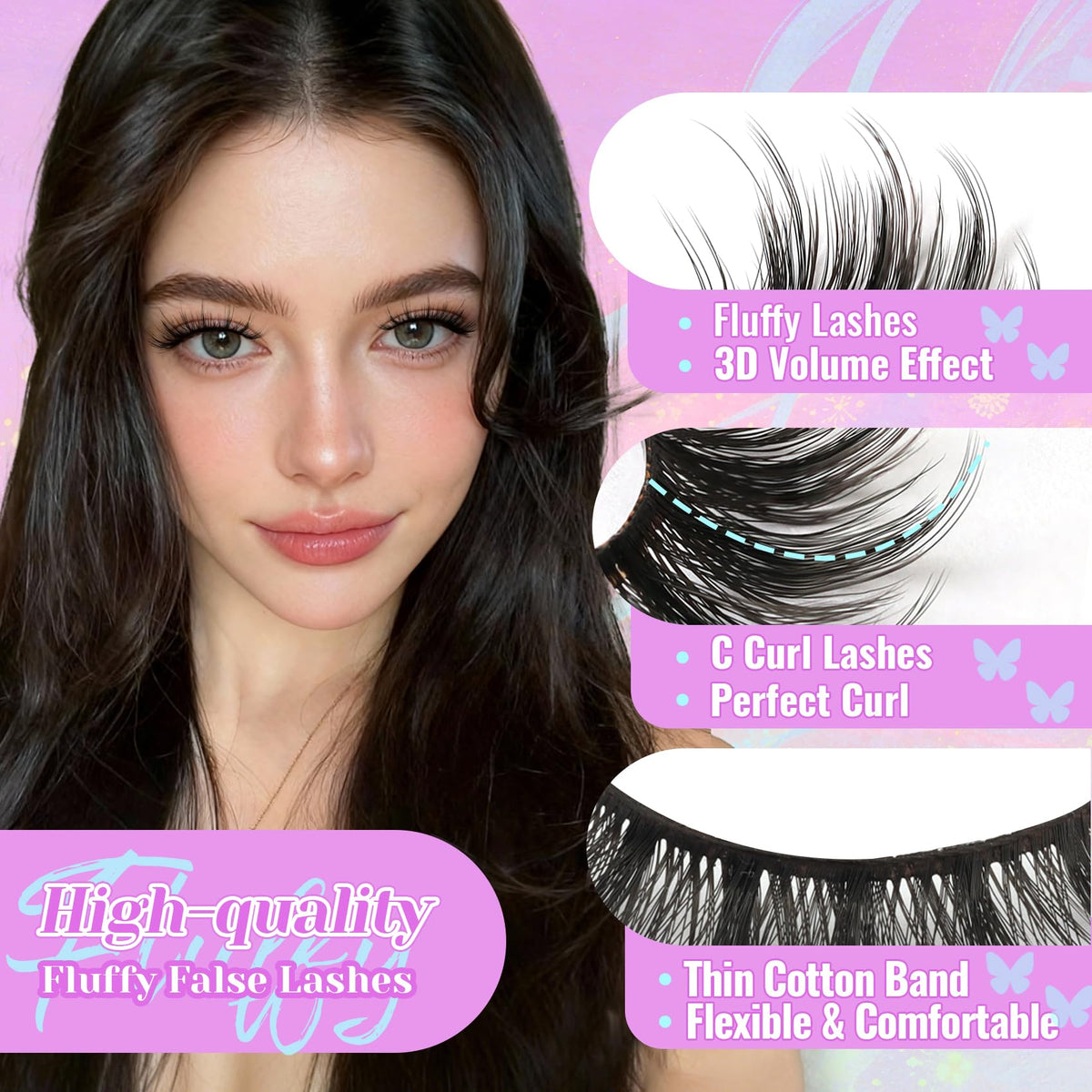 Losha Eyelashes Cat Eye Lashes Natural Look Wispy Faux Mink Lashes (54) Losha