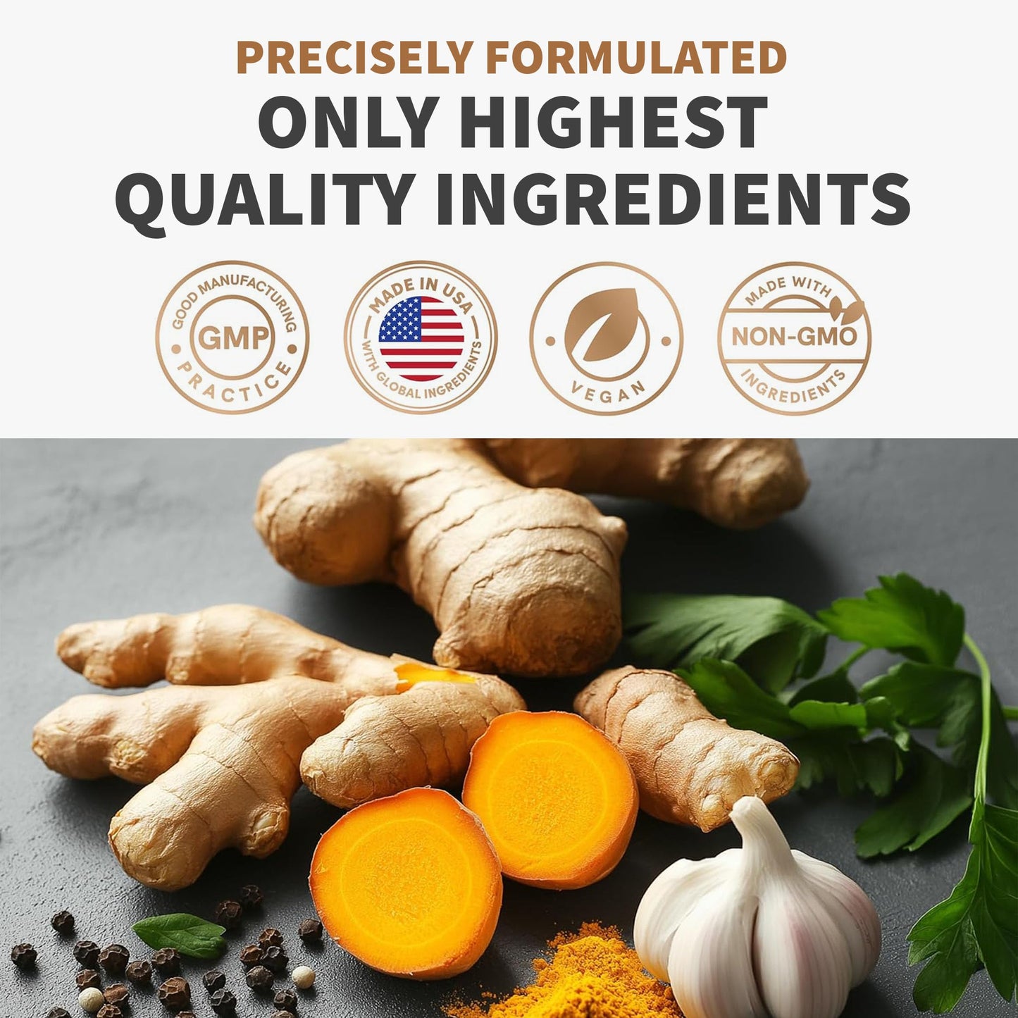 4-in-1 Turmeric Joint Support Supplements with Garlic and BioPerine - 2360 mg High Potency Herbal Blend for Mobility, Everyday Flexibility, Digestive Comfort MEDCHOICE