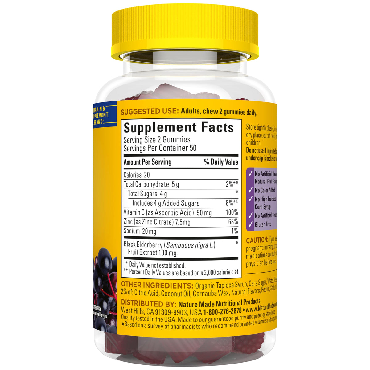 Nature Made Elderberry Gummies with Vitamin C and Zinc, Dietary Supplement for Immune Support Nature Made