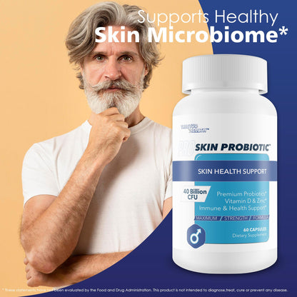 Pro Skin Probiotic - Skin Health Supporting Probiotic with Immune Support - Promote Healthy Skin Microbiome from Inside Out - Health Starts in the Gut - Support Reduced Breakouts, Redness, & Puffiness True You Health