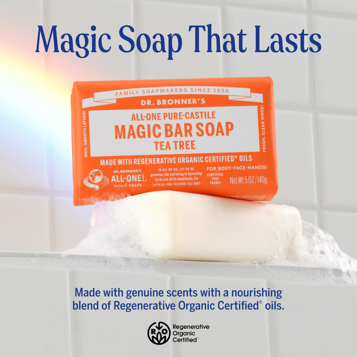 Dr. Bronner's Pure-Castile Magic Bar Soaps (5 Ounce Variety Gift Pack) Almond, Unscented, Lavender, Peppermint, Citrus, Rose - Made with Natural & Organic Certified Oils, Vegan, Non-GMO Dr. Bronner's