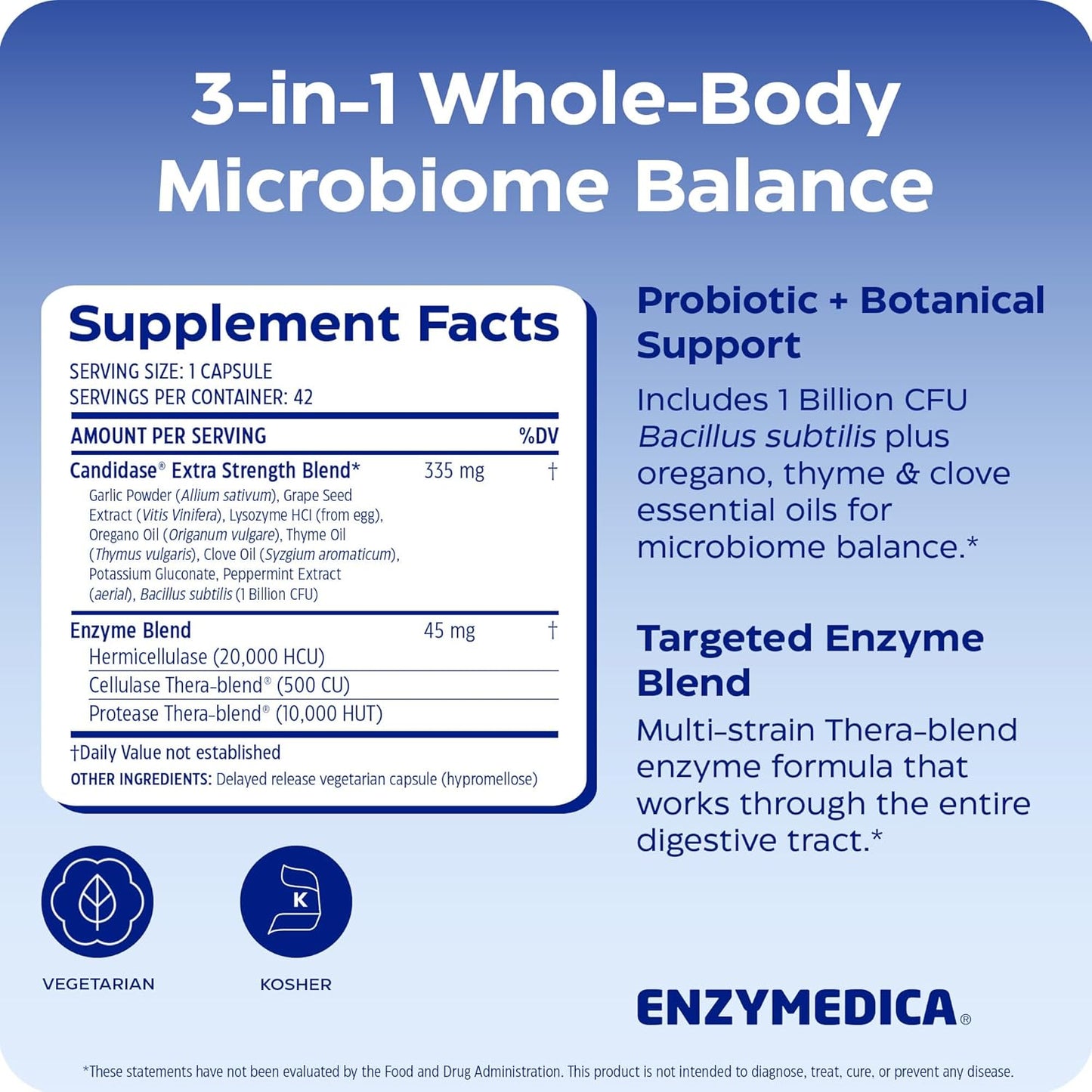 Enzymedica Candidase Extra Strength - 42 Capsules Gsupps Australia