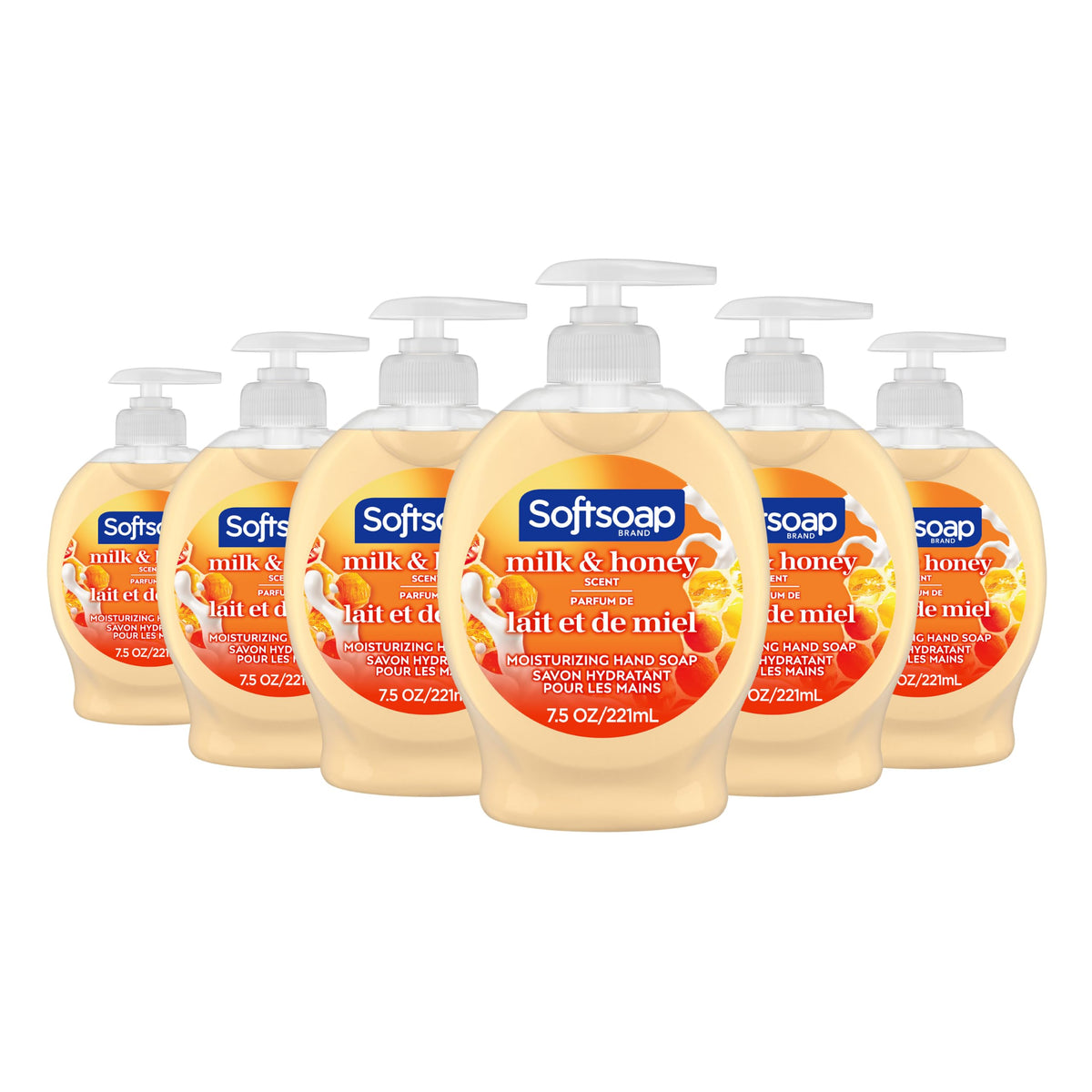 Softsoap Moisturizing Liquid Hand Soap, Milk and Honey, 7.5 Fluid Ounce, Pack of 6 (Package may vary) Softsoap