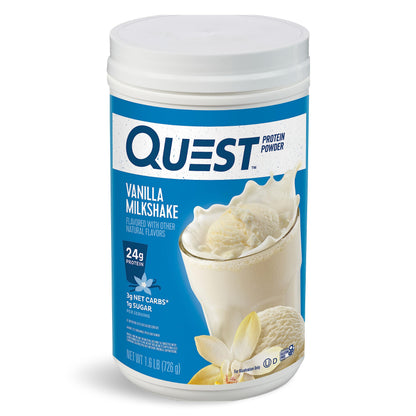 Quest Nutrition Vanilla Milkshake Protein Powder, 24g of Protein, 1g of Sugar, Low Carb, Gluten Free, 1.6 Pound, 23 Servings Quest