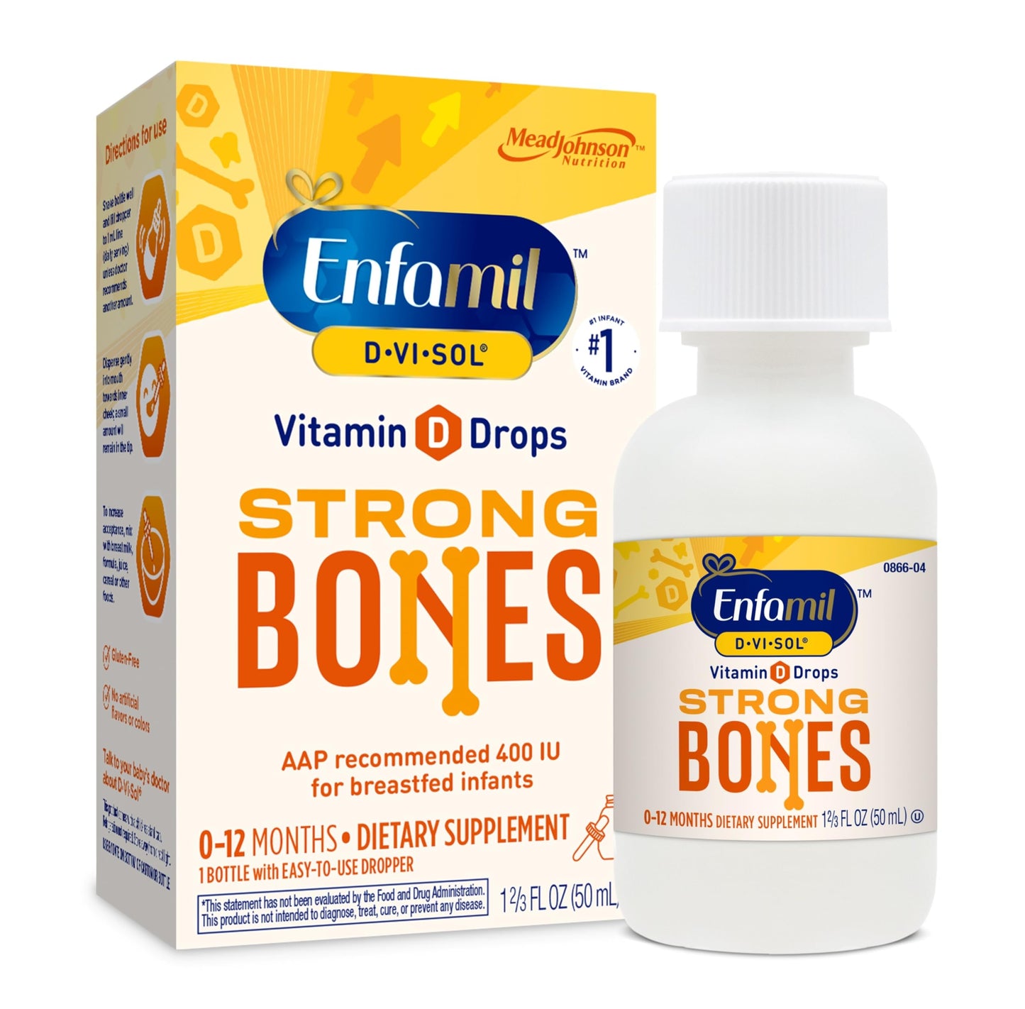 Enfamil Baby Vitamin D-Vi-Sol Liquid Supplement Drops for Infants, Supporting Strong Teeth & Bones in Newborn Babies, Easy-to-Use Enfamil