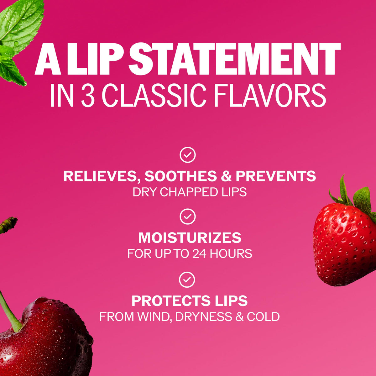 ChapStick Lip Care Set, Classic Collection 3-Pack – Spearmint, Cherry, and Strawberry Lip Balm, 0.15 Oz Ea ChapStick