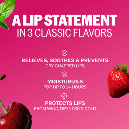 ChapStick Lip Care Set, Classic Collection 3-Pack – Spearmint, Cherry, and Strawberry Lip Balm, 0.15 Oz Ea ChapStick