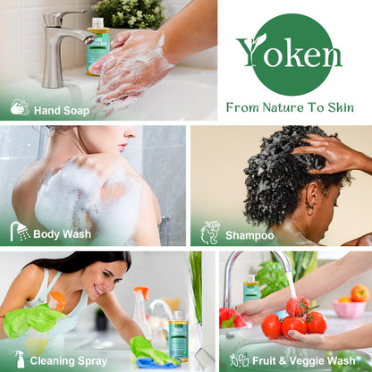 Yoken Pure Castile Liquid Soap 8 Oz Unscented with Organic Oil EWG Verified Yoken