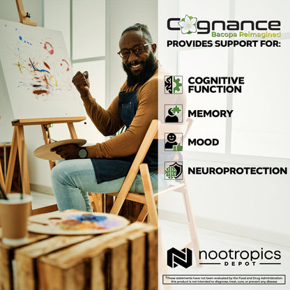 Nootropics Depot Cognance Enhanced Bacopa Capsules | 100mg | 10% Ebelin Lactone | Bacopa monnieri | Mood, Memory, & 5-HT2A Activation, 60 Count (Pack of 1)