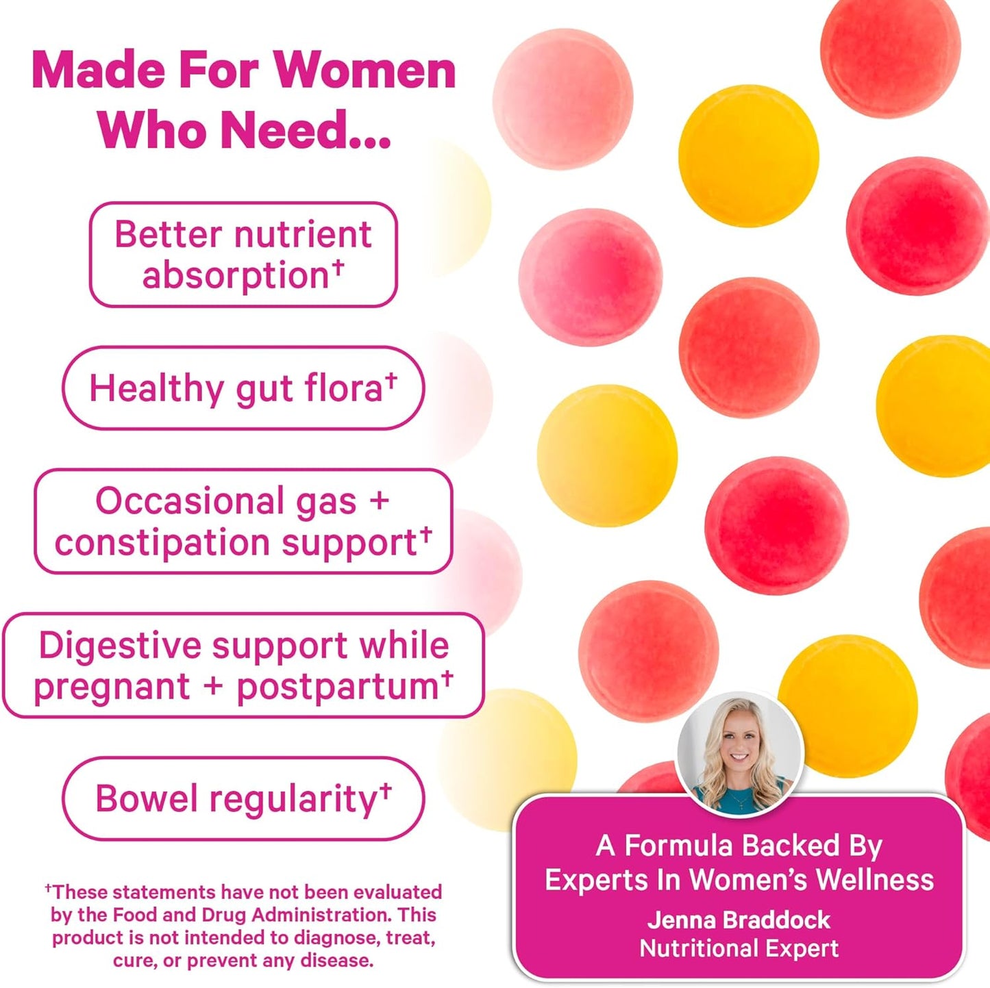 Pink Stork Prenatal Fiber Gummies for Women, 60 Vegan Chews | 3g Prebiotic Inulin from Chicory Root, Natural Pregnancy & Postpartum, Eases Occasional Constipation