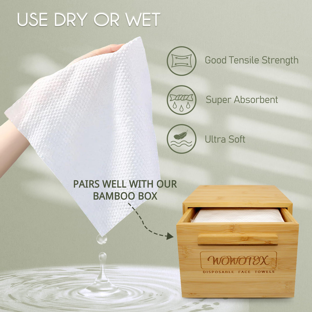 WOWOTEX Disposable Face Towels, Ultra Soft Thick Clean Facial Towels 1 Box WOWOTEX
