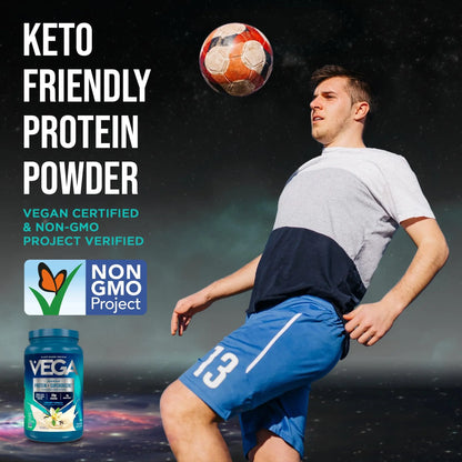 Vega Premium Protein + Supergreens, Creamy Vanilla – 20g Vegan Protein, Dairy & Gluten Free, 26.9 oz (25 Servings) Vega