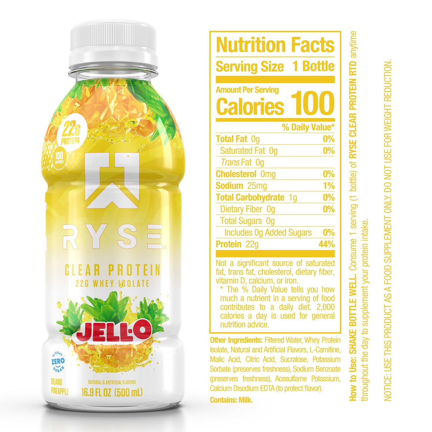 RYSE Clear Protein Drink - Variety Pack - 100 Calories, 22g Whey Isolate Protein Shake, Sugar-Free, 0g Fat & Lactose-Free - Refreshing Ready-to-Drink Beverage - 16.9 fl oz Bottles (12-Pack)