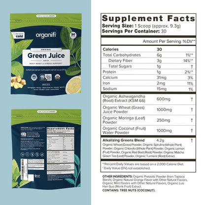 Organifi Green Juice - Powder Supplement with Organic Spirulina, Ashwagandha, and Chlorella - Helps Achieve Fitness Goals and Reduce Cortisol Levels, 30-Day Supply Gsupps Australia