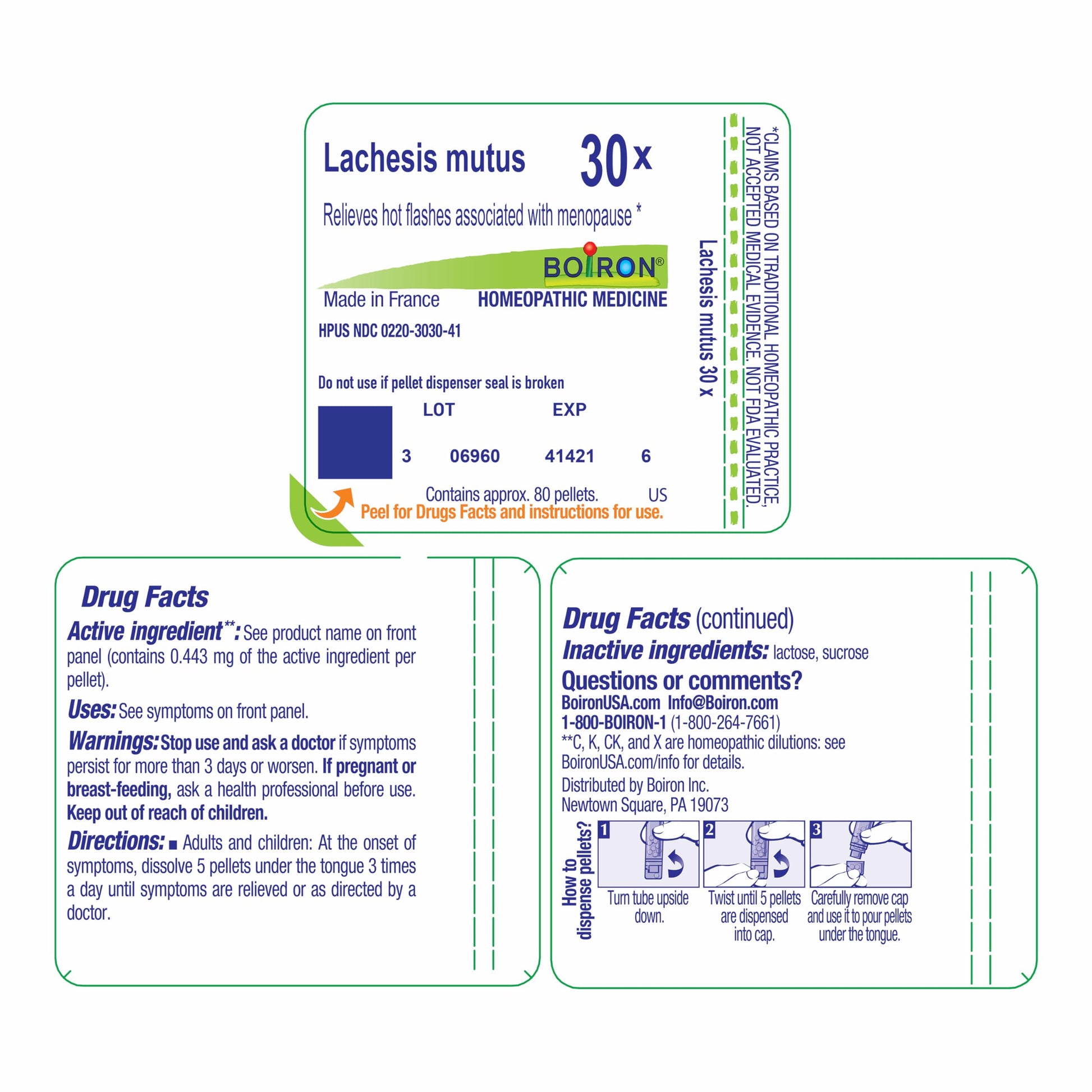 Boiron Lachesis Mutus 30X for Hot Flashes from Menopause - 80 Pellets Boiron buy australia supplements