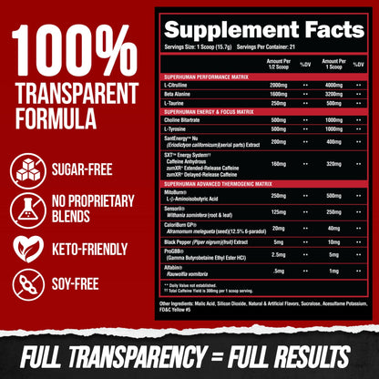 ALPHA LION Superhuman Burn – 2 in 1 Metabolism Booster Pre Workout and Thermogenic Burner for Men – Appetite Suppressant ALPHA LION