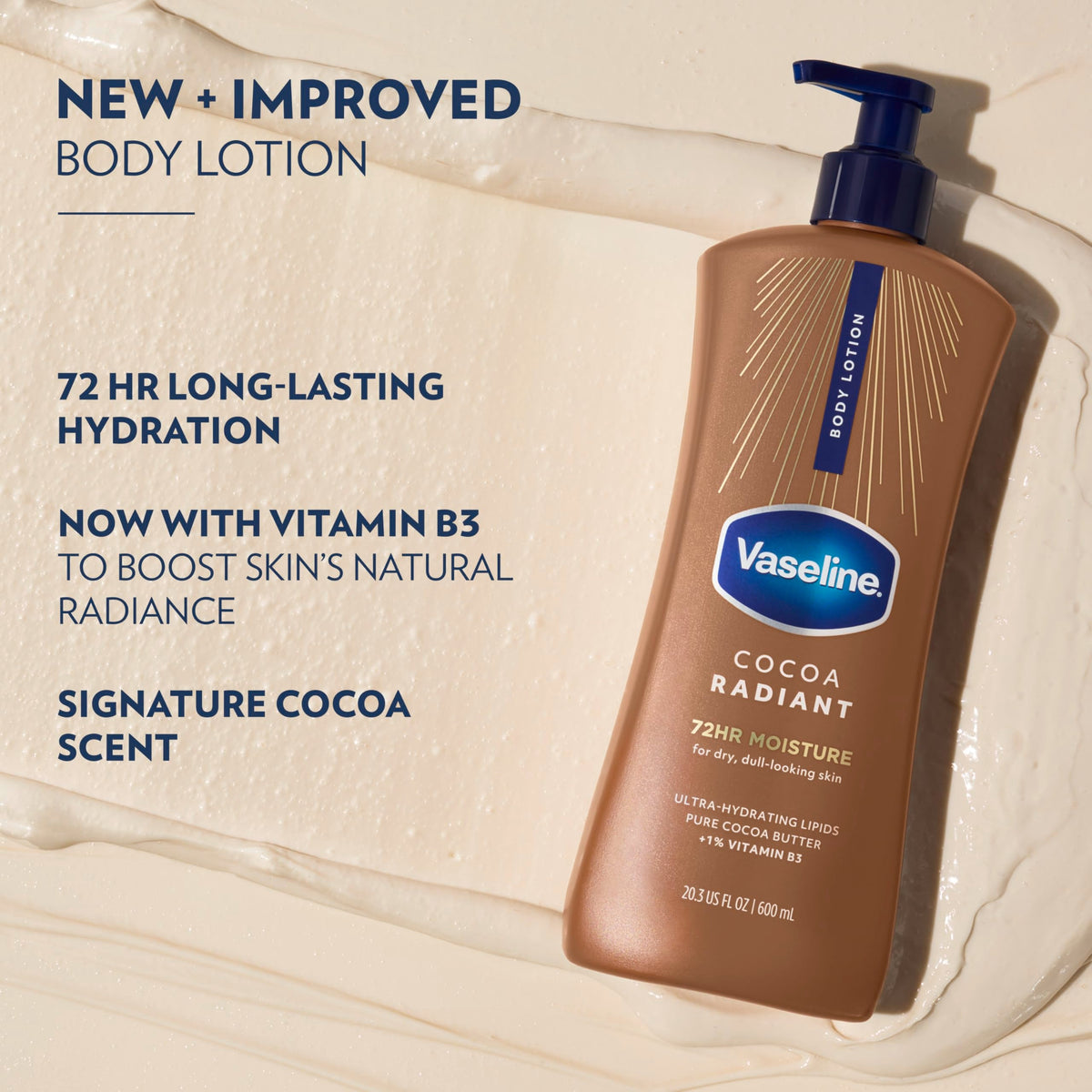 Vaseline Cocoa Radiant Body Lotion for Dry Skin + Cocoa Butter 20.3oz 3ct Vaseline