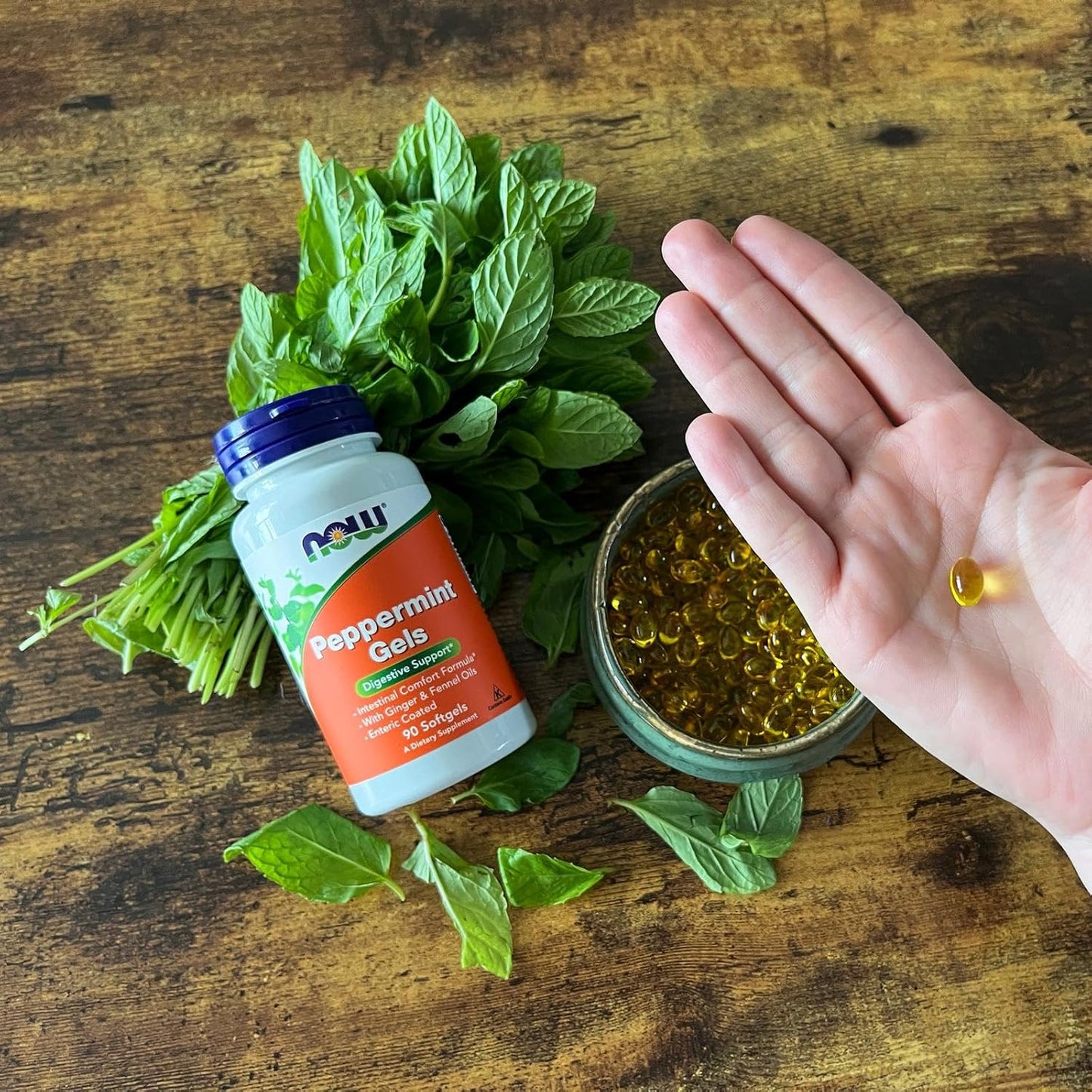 NOW Foods Supplements, Peppermint Gels with Ginger & Fennel Oils, Enteric Coated, Digestive Support*, 90 Softgels Gsupps Australia