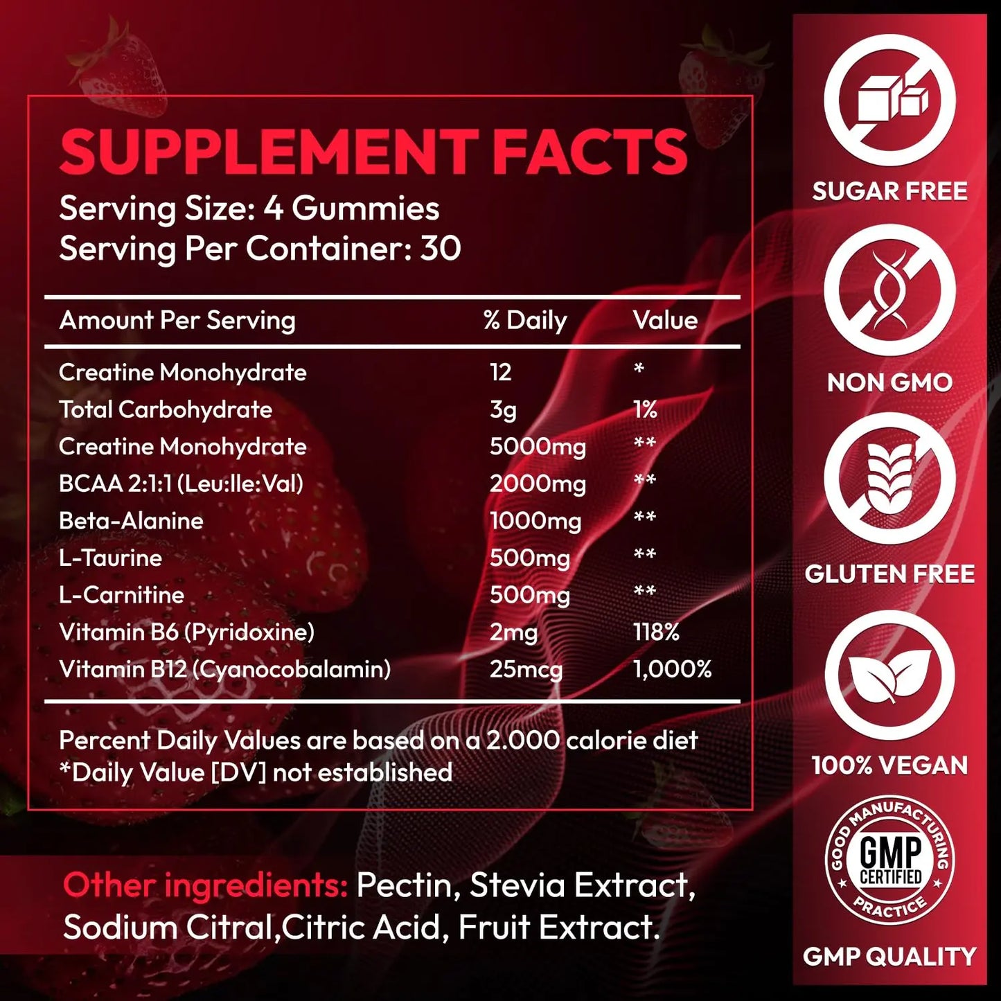 Creatine Gummies Monohydrate Complex 9000MG, Chewable Creatine Monohydrate Gummies for Men & Women with L-Taurine, BCAA 2:1, B12/6, Building Muscle Cytona