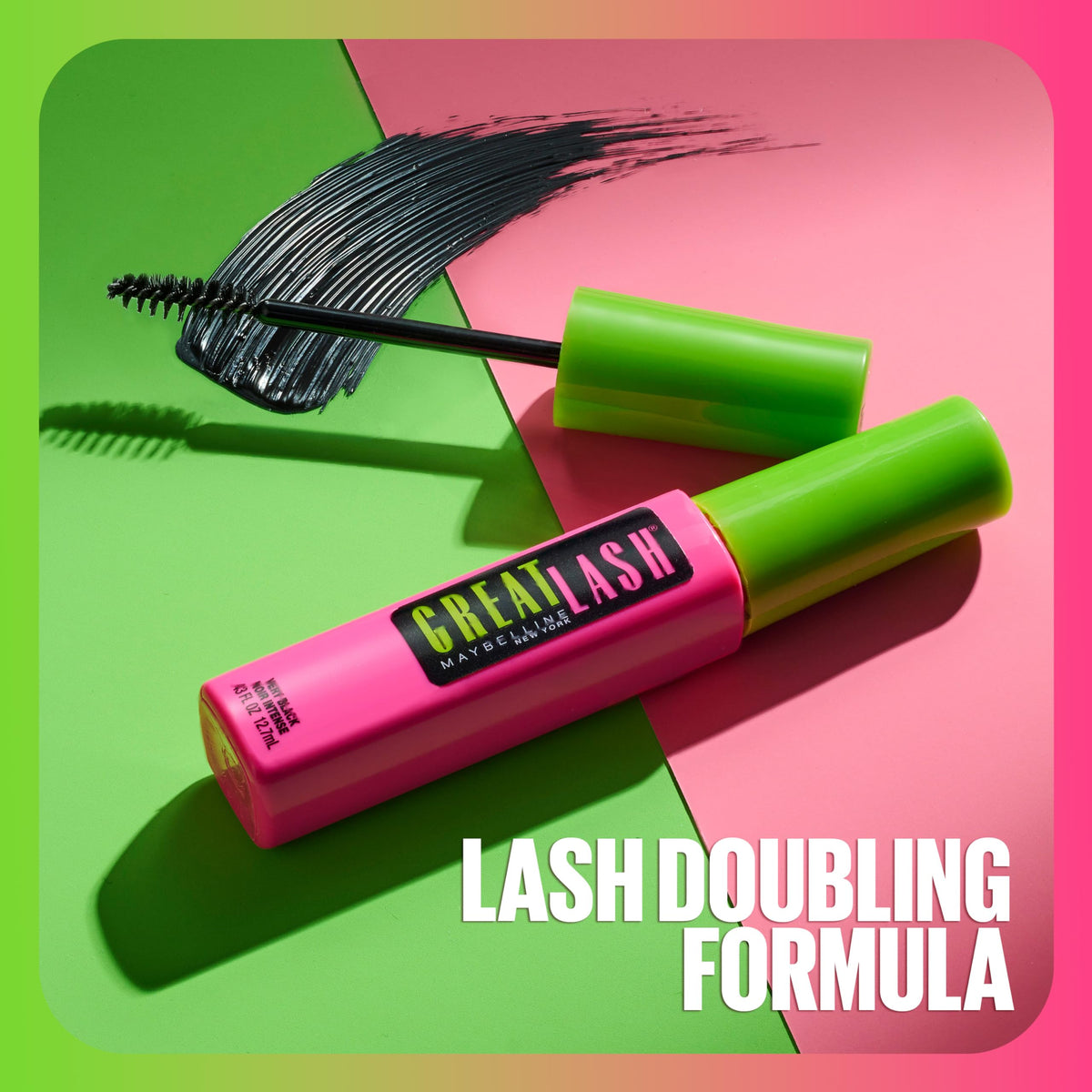 Maybelline Great Lash Washable Mascara Makeup, Volumizing Lash-Doubling Formula That Conditions As It Thickens, Blackest Black, 1 Count MAYBELLINE