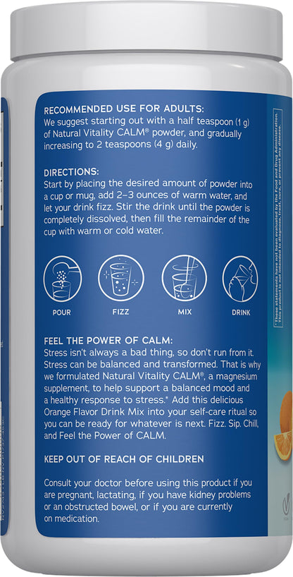 Natural Vitality Calm, Magnesium Citrate Supplement, Anti-Stress Drink Mix Powder, Gluten Free, Vegan Natural Vitality