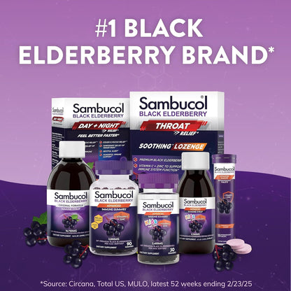 Sambucol Elderberry Gummies - Immune Support Supplement for Adults & Kids with Vitamin C & Zinc, Sambucol Elderberry Sambucol