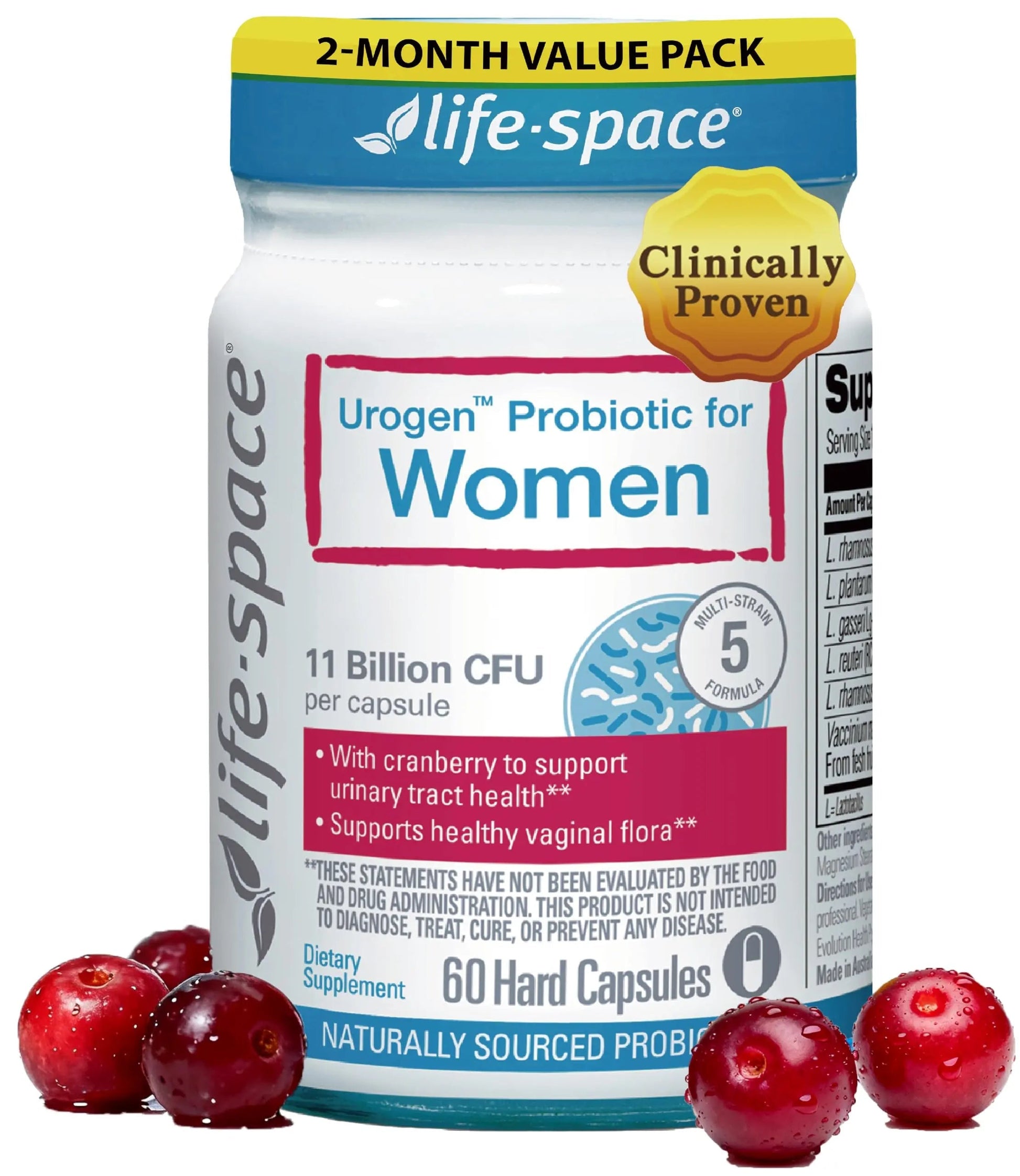 Life-Space Urogen Probiotics for Women, Probiotics+Cranberry, 2 Month Serving, Women's Probiotic for PH Balance, Urinary Tract, Digestive & Immune Health, Lactobacillus reuteri, Non-GMO, 60 Ct Life-Space buy australia supplements