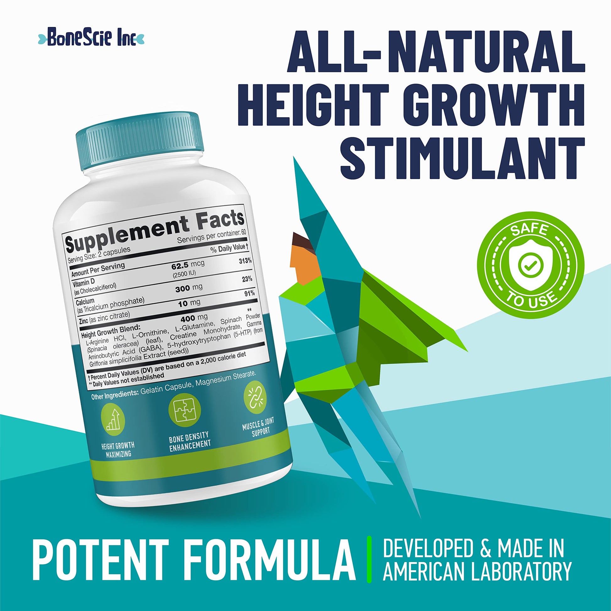 Height Growth Maximizer - Made in USA - Natural Height Increase Booster & Bone Growth Pills - Grow Taller Supplement for Adults, Teens & Kids - Vitamins for Boys & Girls to Get Taller - 120 capsules BONESCIE INC buy australia supplements