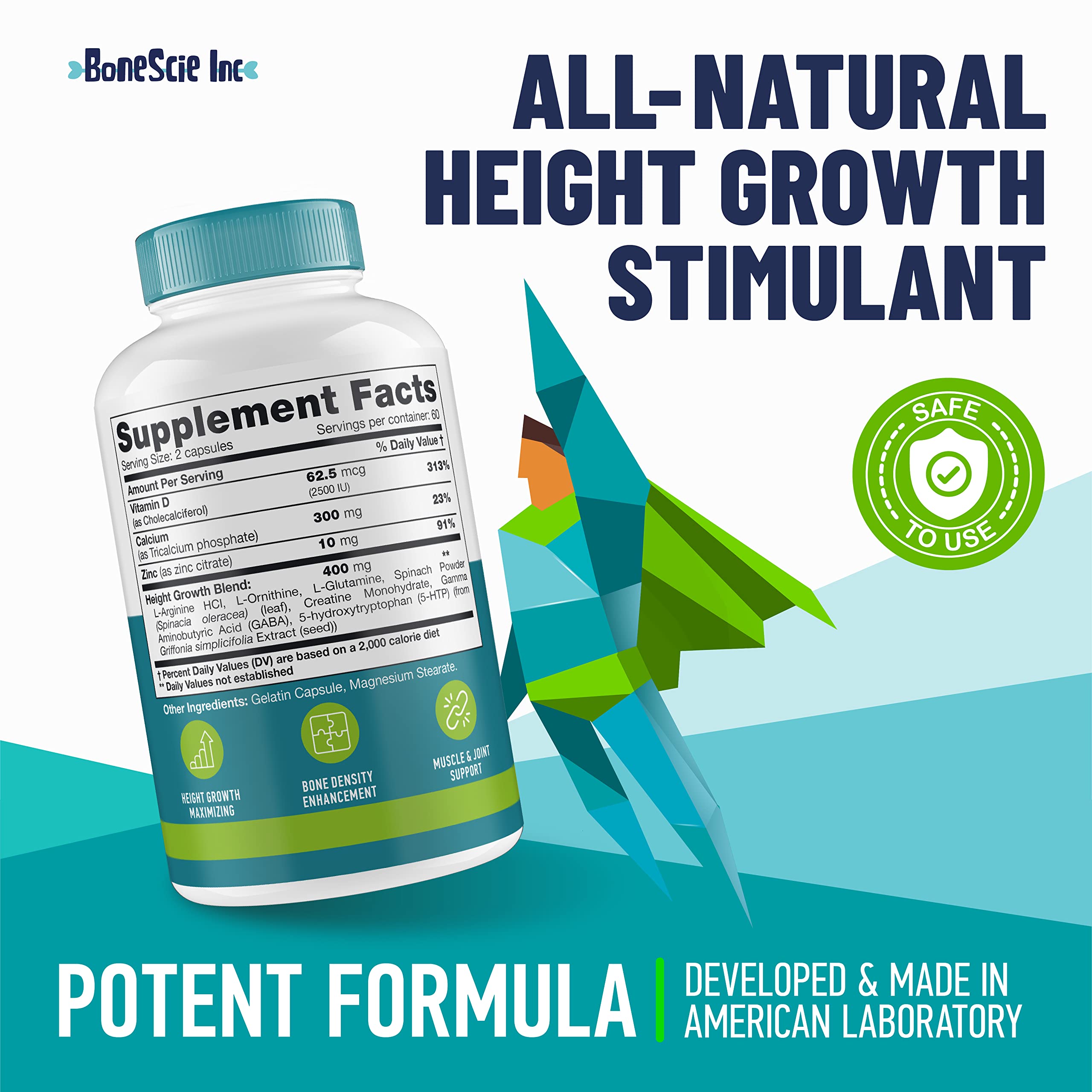 Height Growth Maximizer - Made in USA - Natural Height Increase Booster & Bone Growth Pills - Grow Taller Supplement for Adults, Teens & Kids - Vitamins for Boys & Girls to Get Taller - 120 capsules BONESCIE INC buy australia supplements