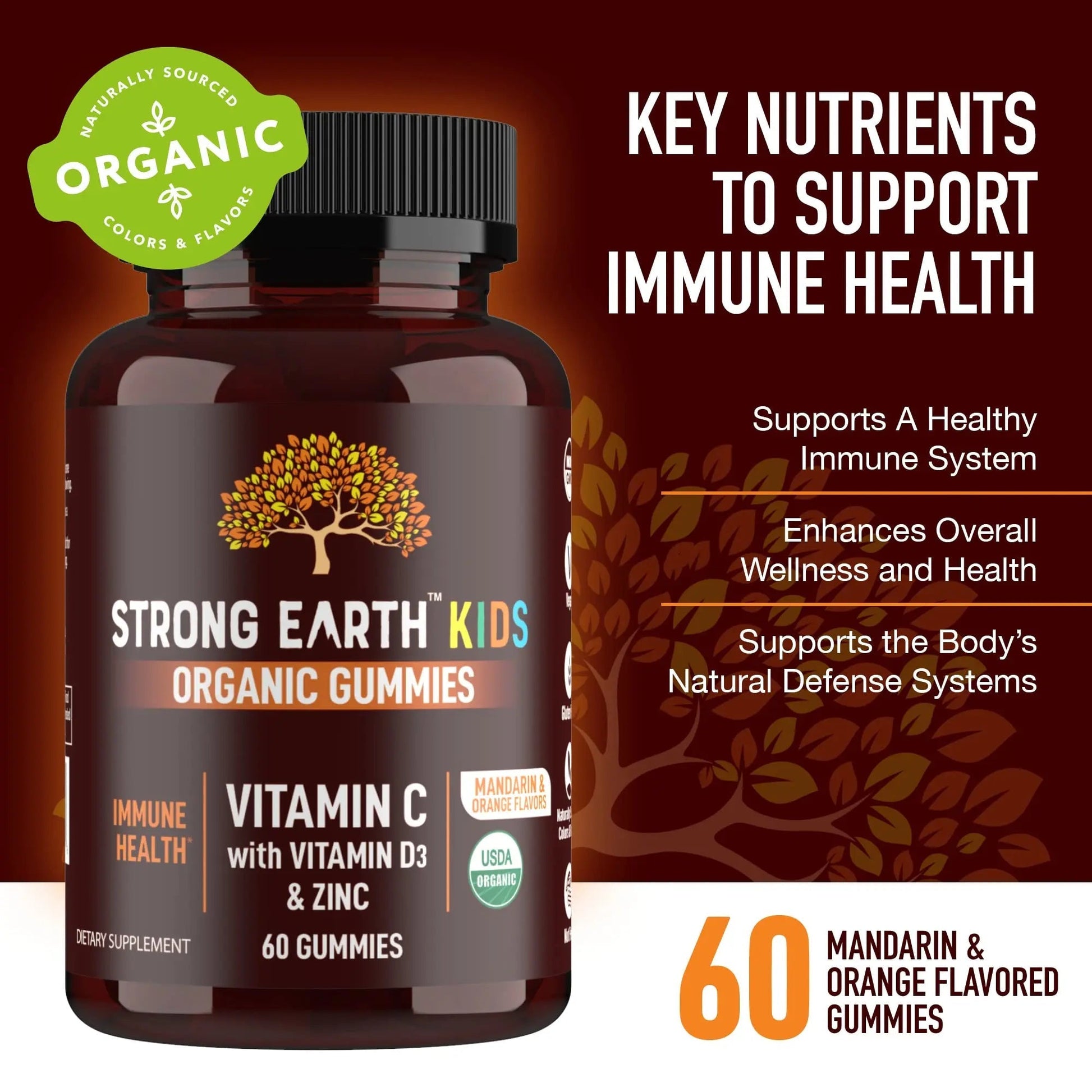 YUM-V'S Kids Strong Earth - Organic Immune Health Gummies with Vitamin C, Vitamin D3 Plus Zinc - Immune System Boost Zinc YUM-V'S buy australia supplements