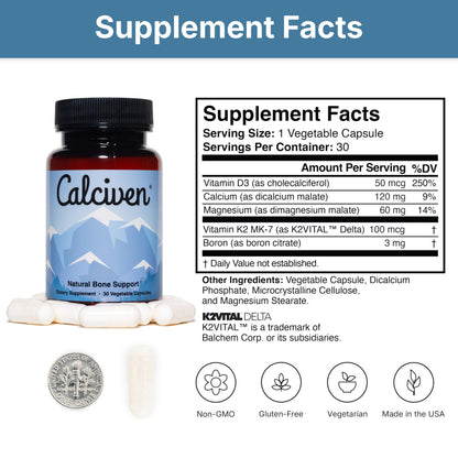 Calciven - Natural Bone Support Supplement - Non-GMO, Gluten-Free Calciven