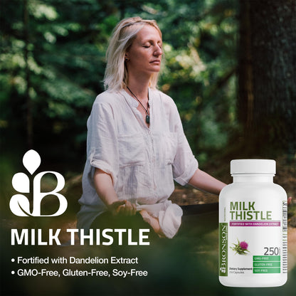 Bronson Milk Thistle Silymarin Marianum & Dandelion Extract Liver Health Support, Antioxidant Support, Detox, 120 Capsules Bronson
